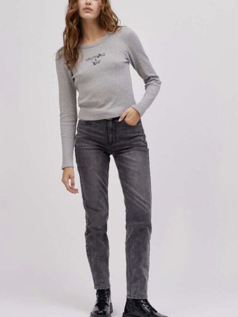 NWT Daydreamer High-Rise Straight Jeans in Washed Charcoal